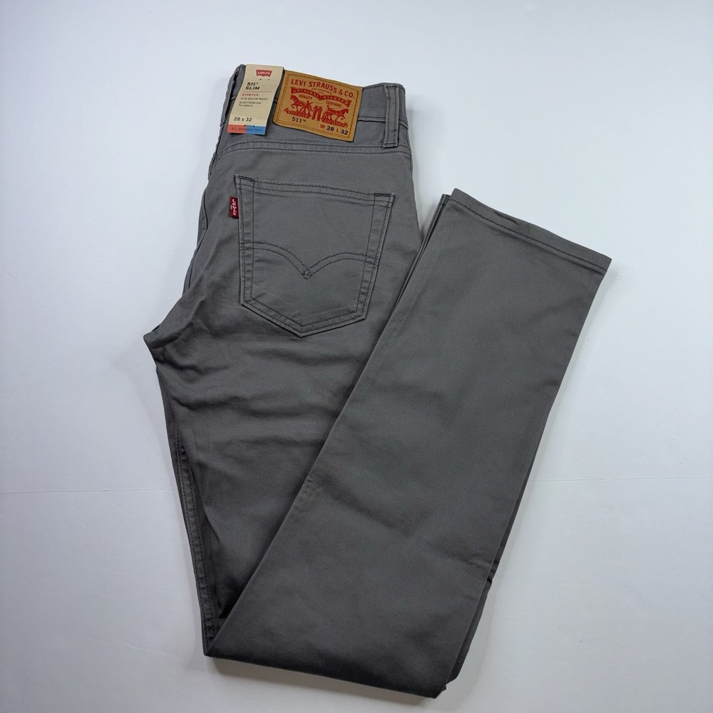 NWT Levi's 511 Slim Fit Gray Stretch Pants Men's 28 Size 28x32 New With Tags $70